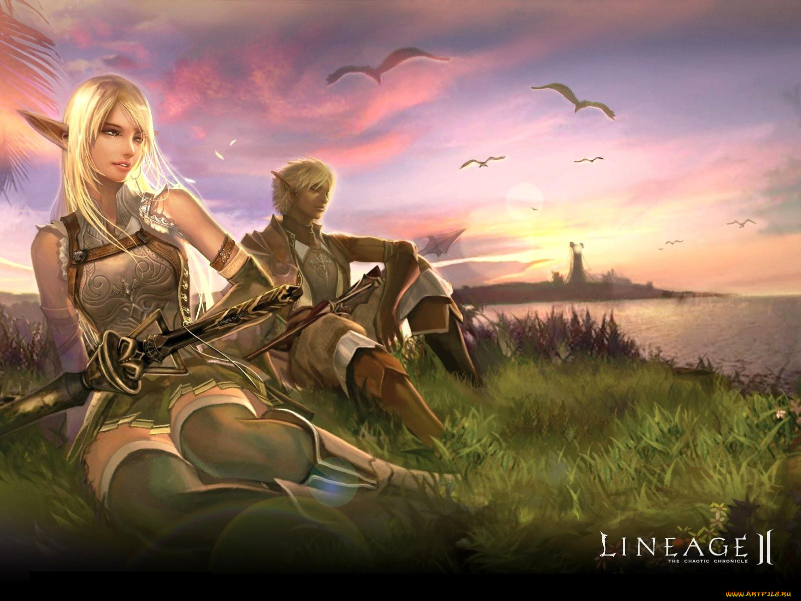 Обои Lineage Свалка Lineage II: The Chaotic Chronicle, обои для рабочего  стола, фотографии lineage, видео, игры, ii, the, chaotic, chronicle, небо,  море, закат, птицы, эльфы, трава Обои для рабочего стола, скачать обои